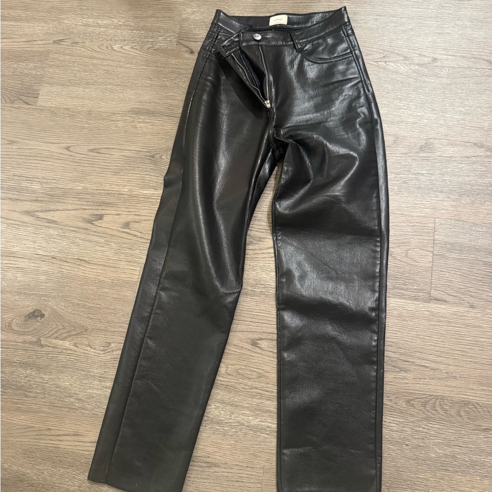 Women's Aritzia Wilfred Black Leather Pants